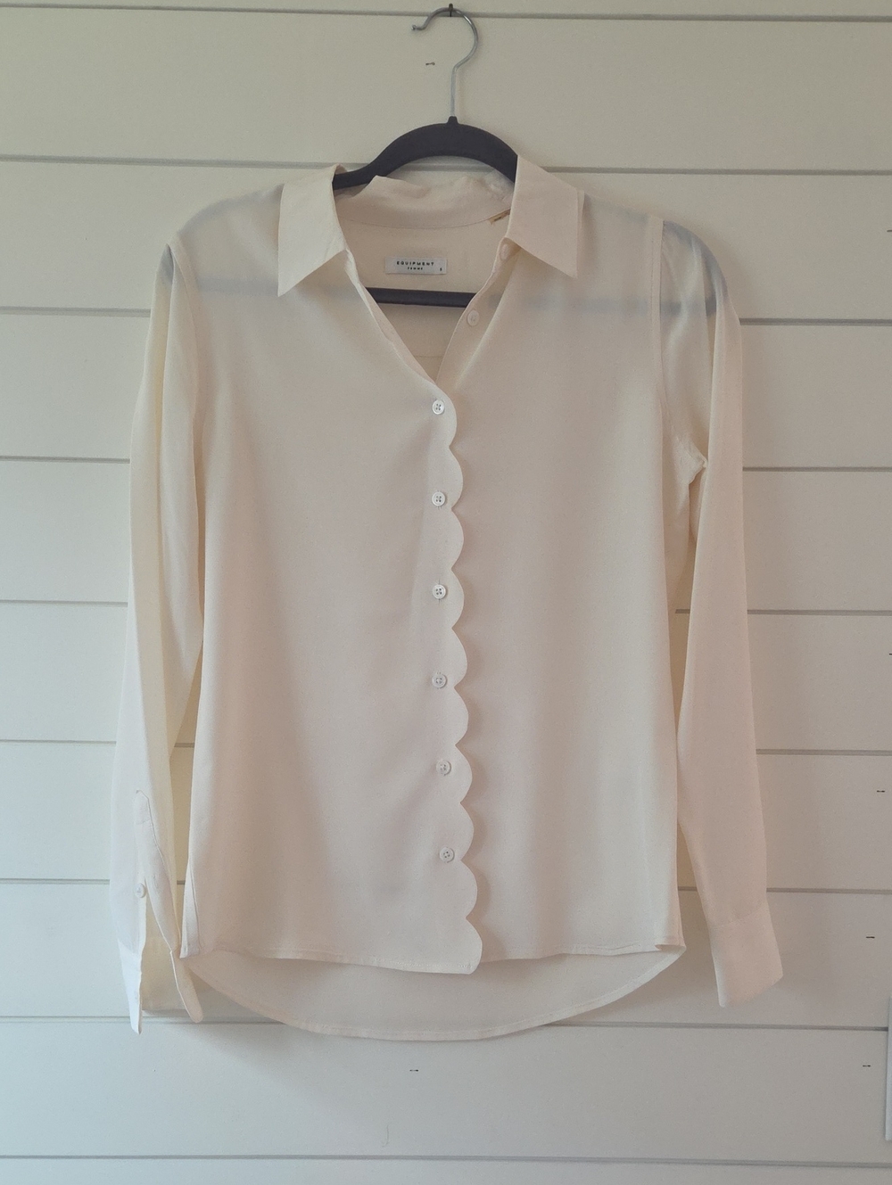 Equipment Size S- Scallop-Front Cream Button-Up Blouse